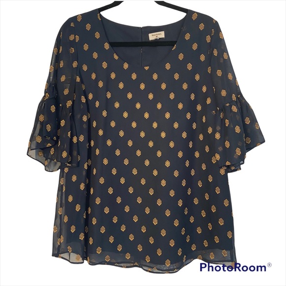 World Market Blue & Gold Blouse Size XL - Picture 5 of 11